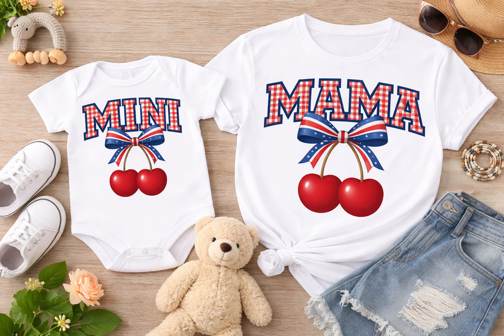 MAMA & MINI RED, WHITE & BLUE SET (MUST ORDER THE SIZE FOR MAMA & MINI)